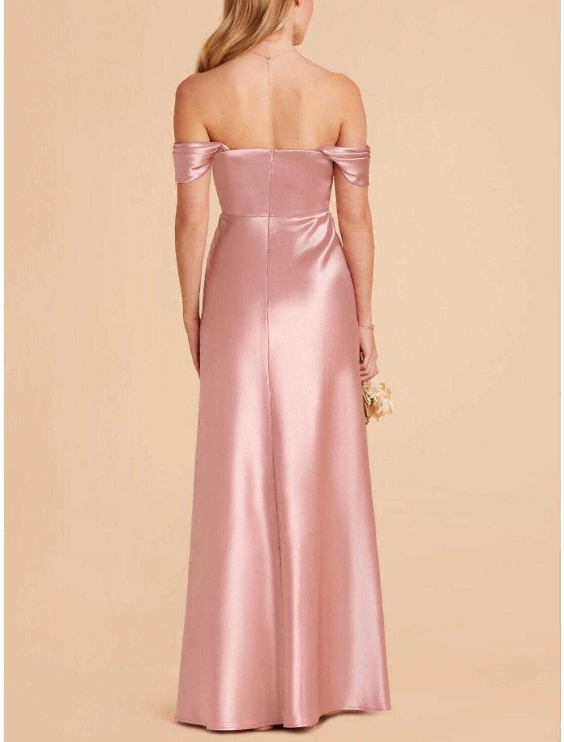 Wholesale A-Line Bridesmaid Dress Spaghetti Strap Sleeveless Pink Ankle Length Stretch Satin with Split Front / Ruching